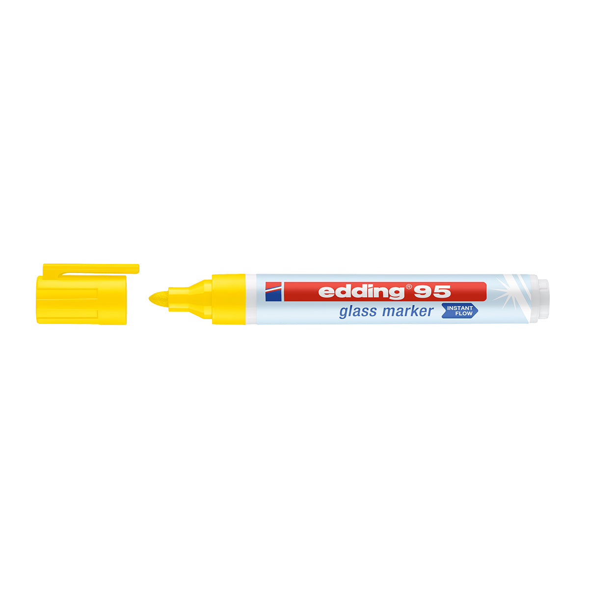 Marker Edding 95, suprafata sticla, varf rotund 1.5-3mm, galben Marker Edding 95, suprafata sticla, varf rotund 1.5-3mm, galben